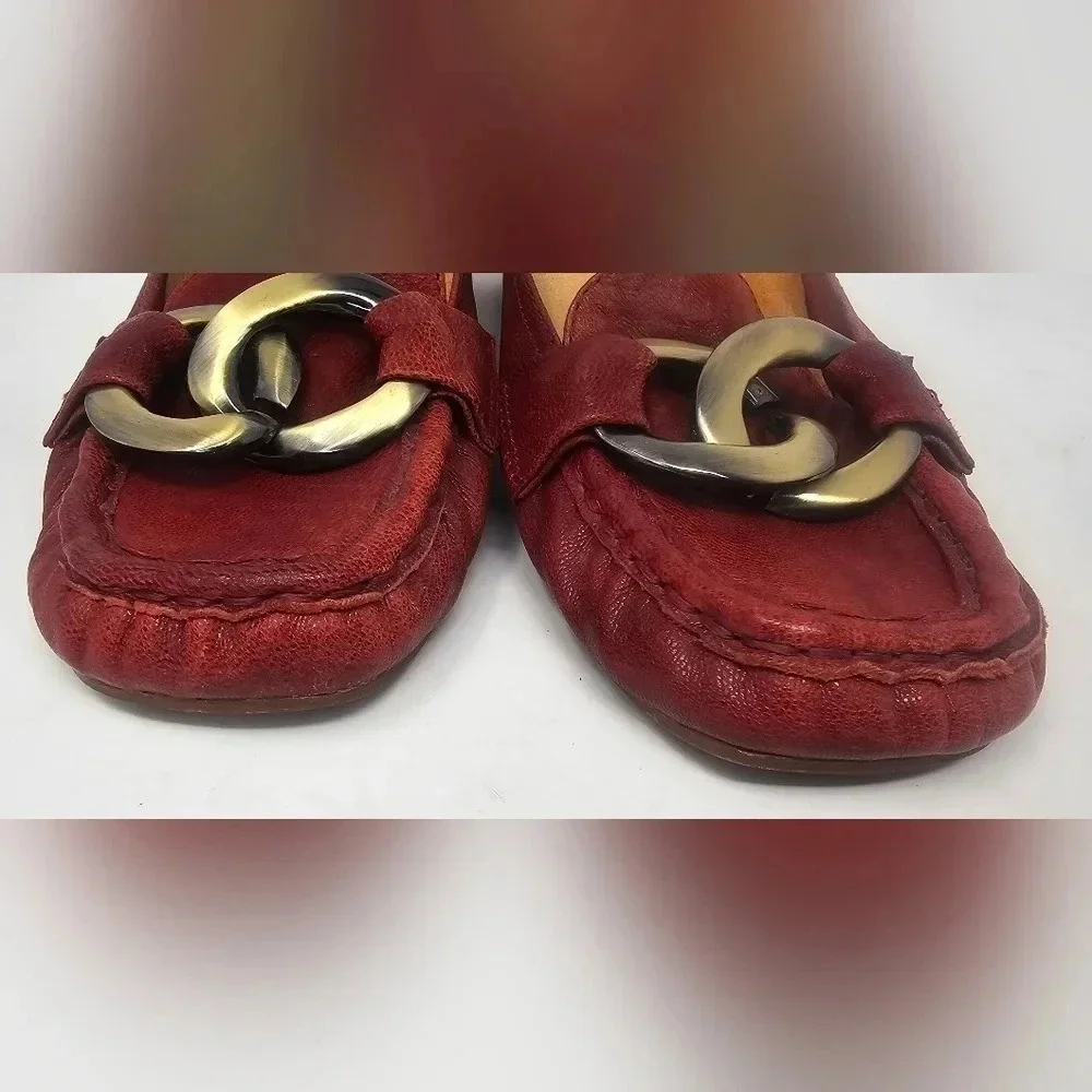 Jeffrey Campbell Ibiza Last Leather Slip On Wedge Size 6.5 Blood Orange